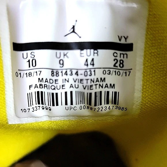 Nike Jordan Flight Optic Yellow /Black 881434-031 Men's 10